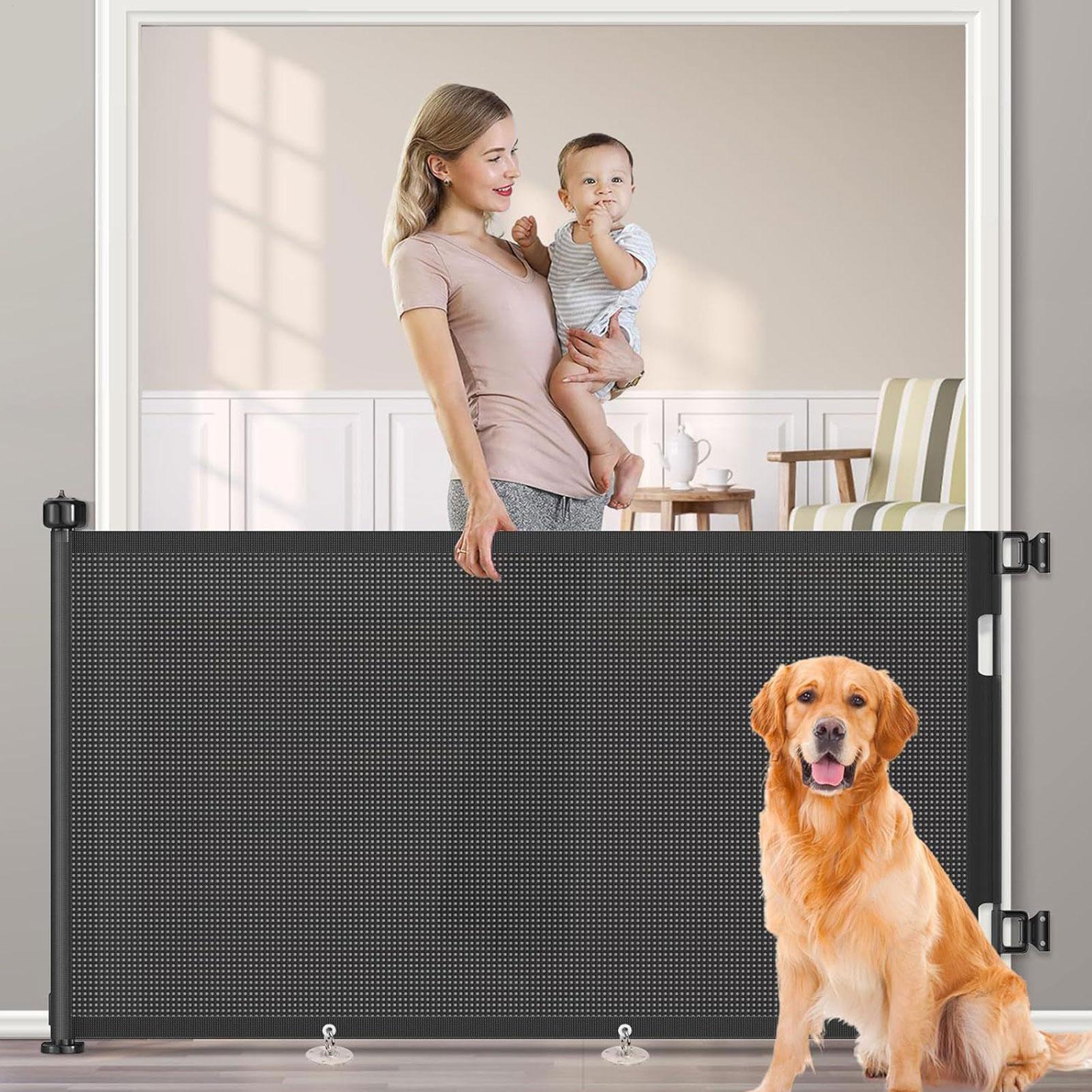 Baby Gate Extra Wide - Puertas retráctiles para mascotas, puerta retráctil