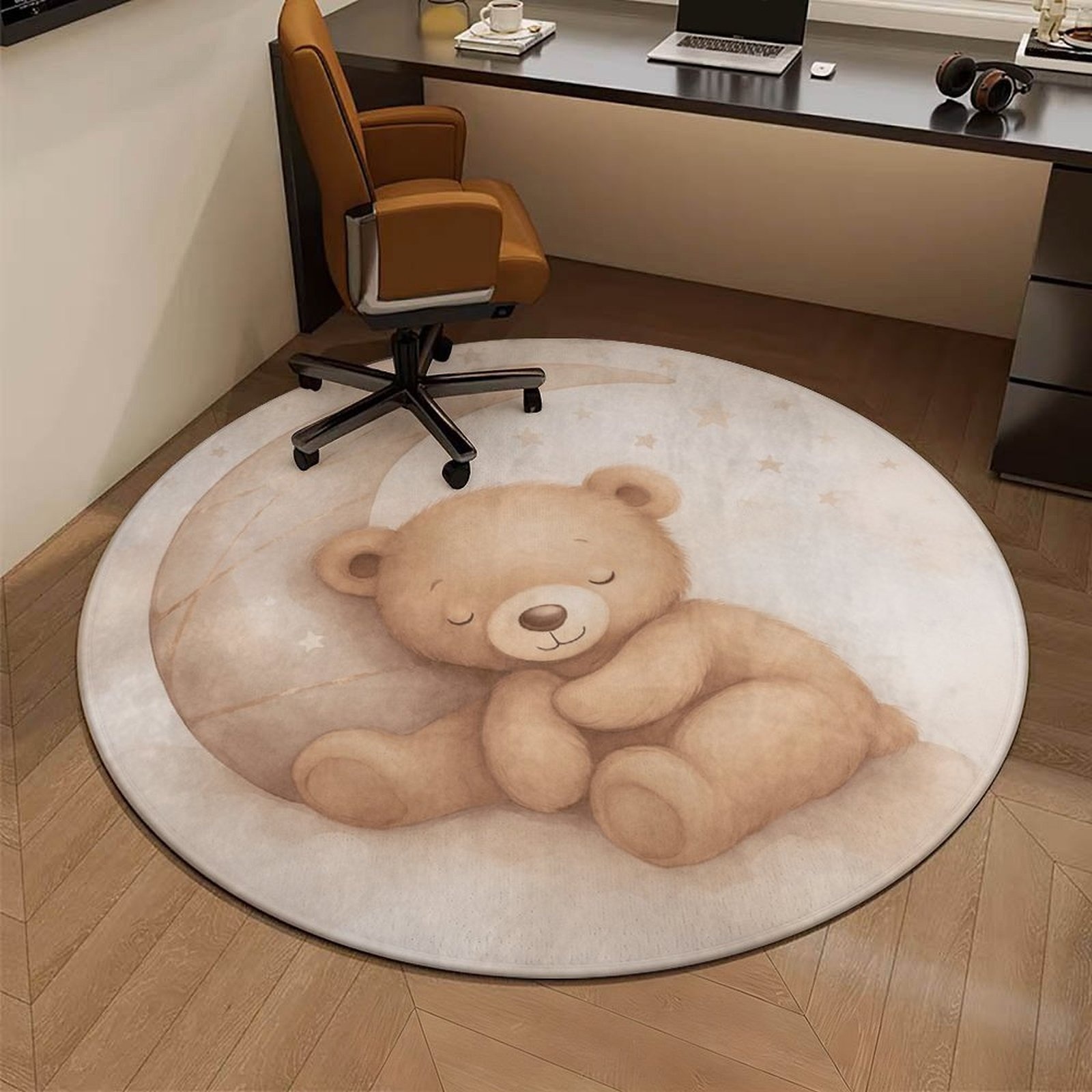 Baby Nursery Rug - Alfombra Redonda de Felpa con Diseño