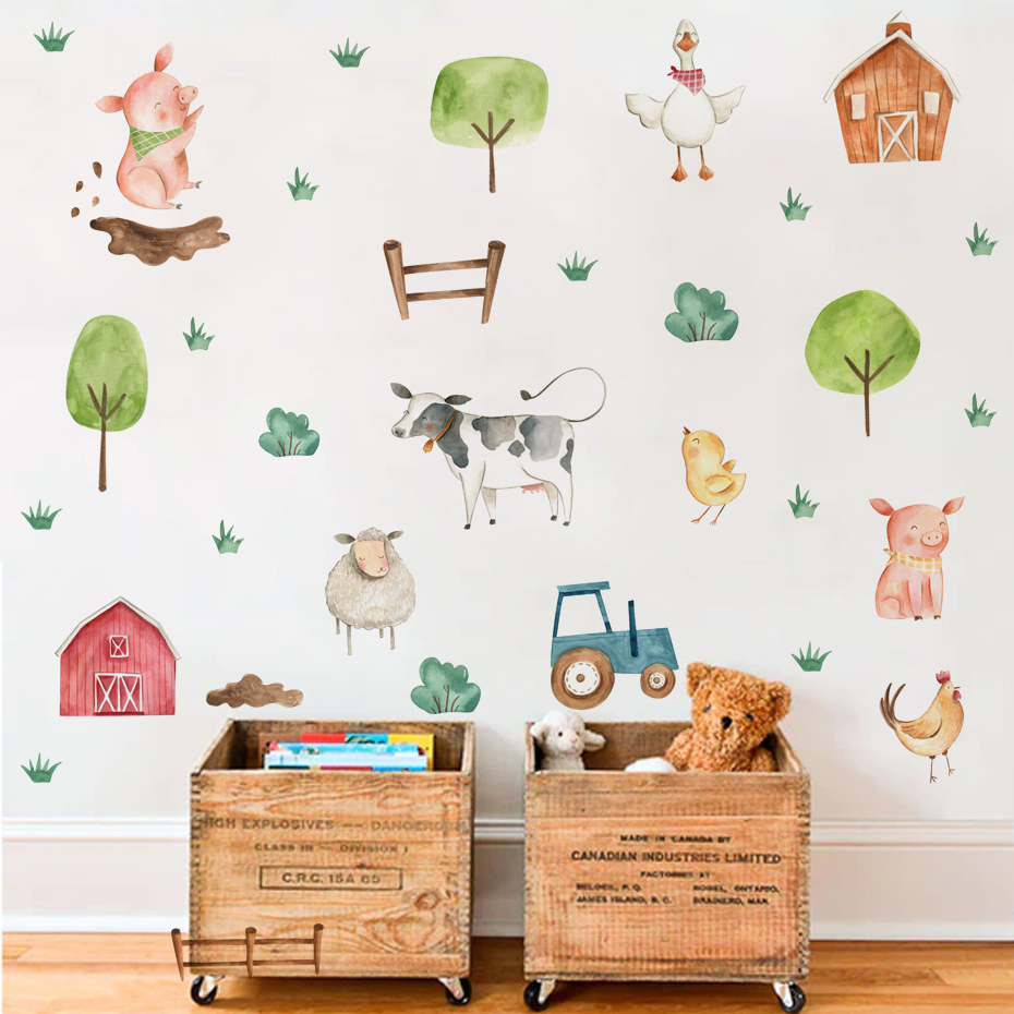 Baby Nursery Wall Mural - Pegatinas de pared bohemias de acuarela