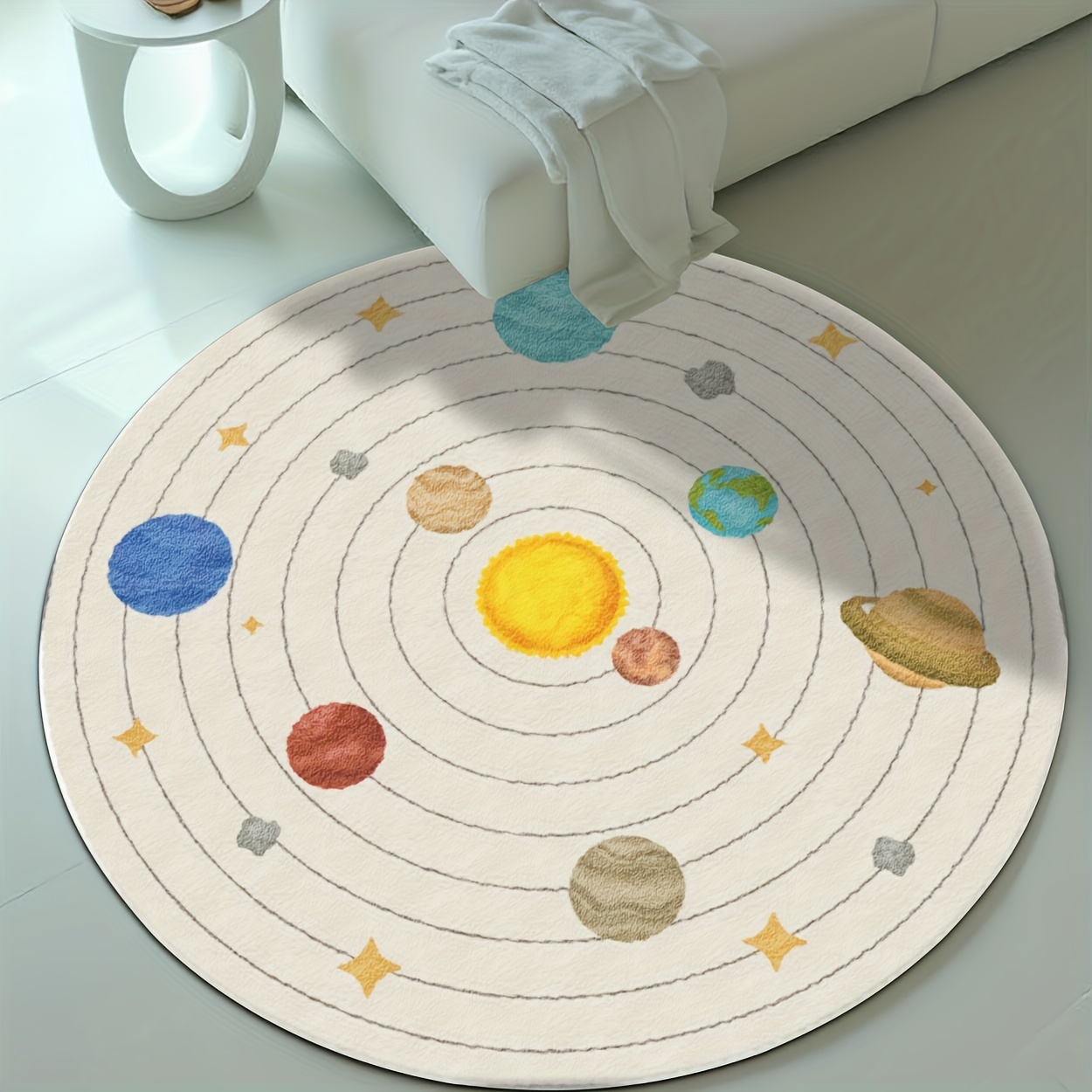 Baby Nursery Rug - Alfombra infantil con diseño de planetas