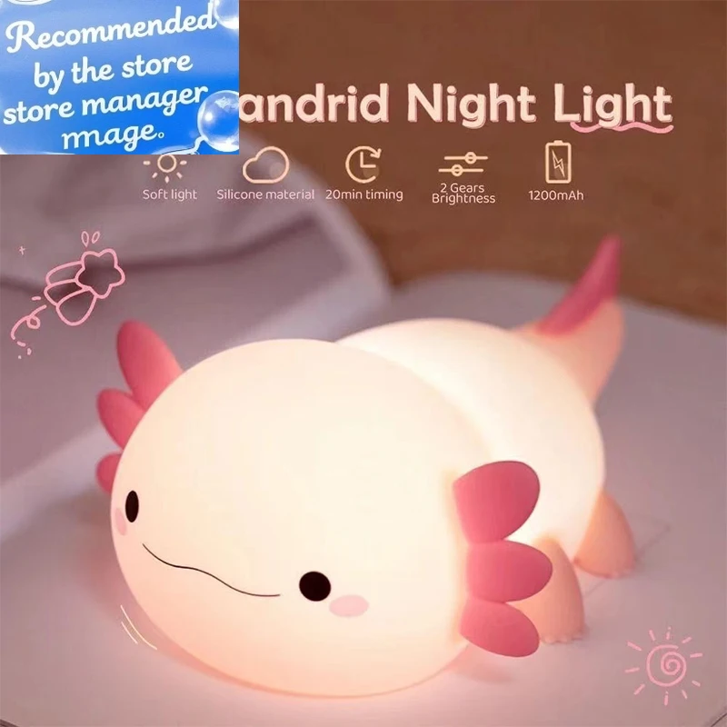 Baby Nursery Equipment - Bonita luz nocturna Axolotl, lámpara de