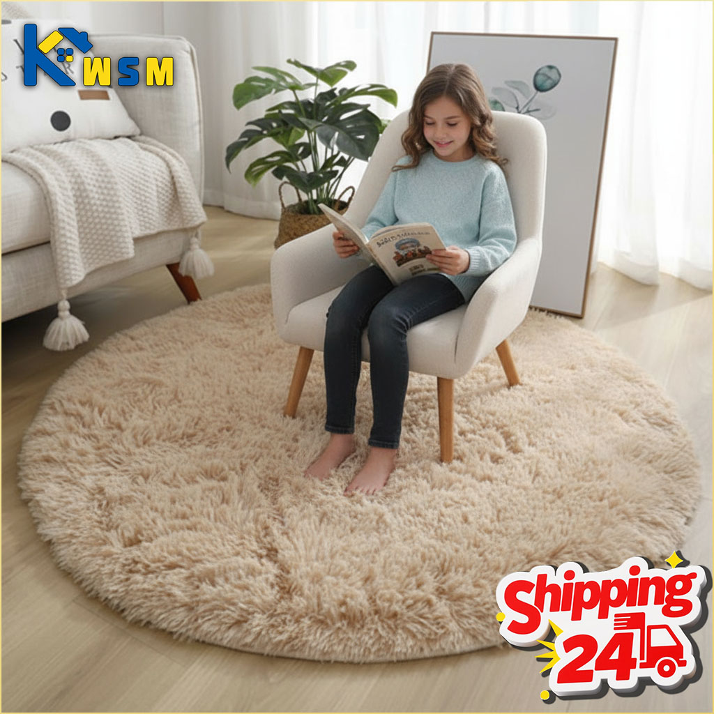 Baby Nursery Rug - Alfombra redonda súper suave y esponjosa,