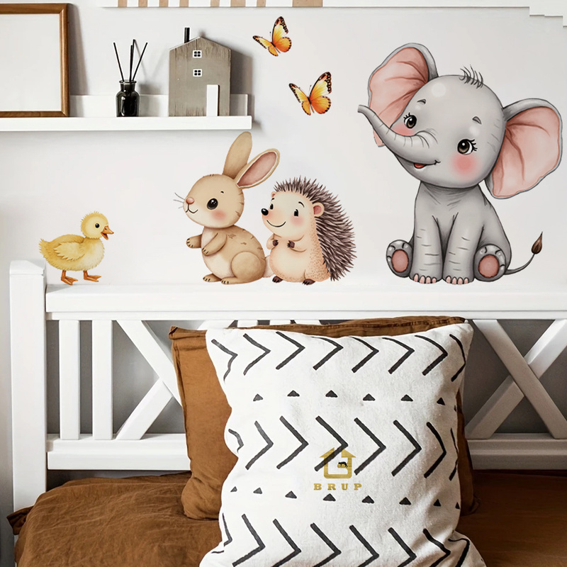 Baby Nursery Wall Mural - Adhesivo de pared de animales de