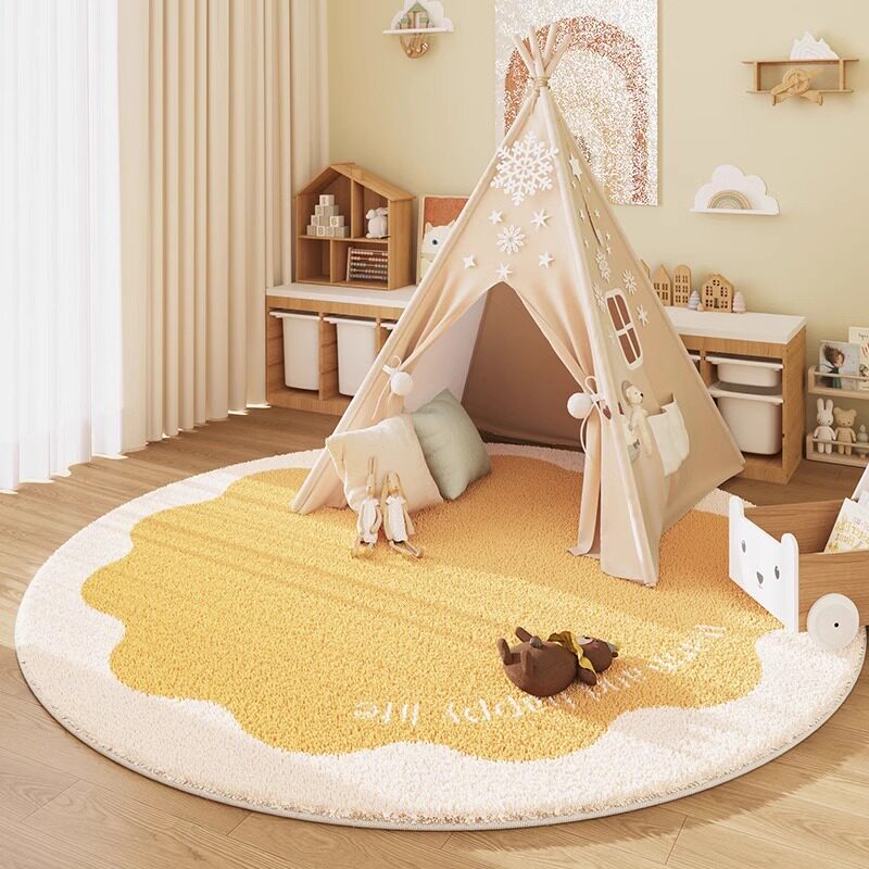 Baby Nursery Rug - Alfombra Redonda con Aspecto de Cachemira