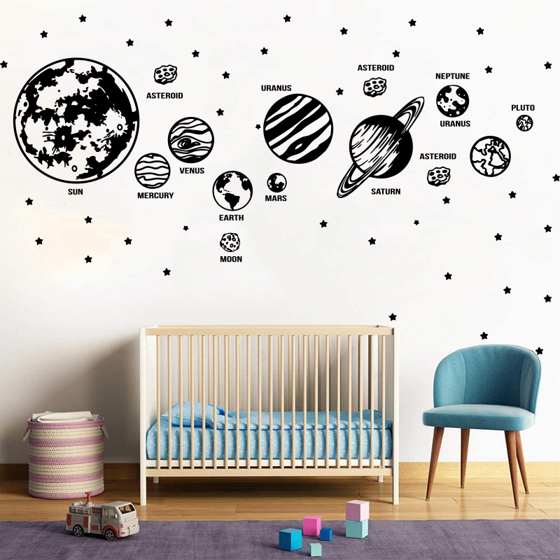 Baby Nursery Wall Mural - Pegatina de pared de astronomía de