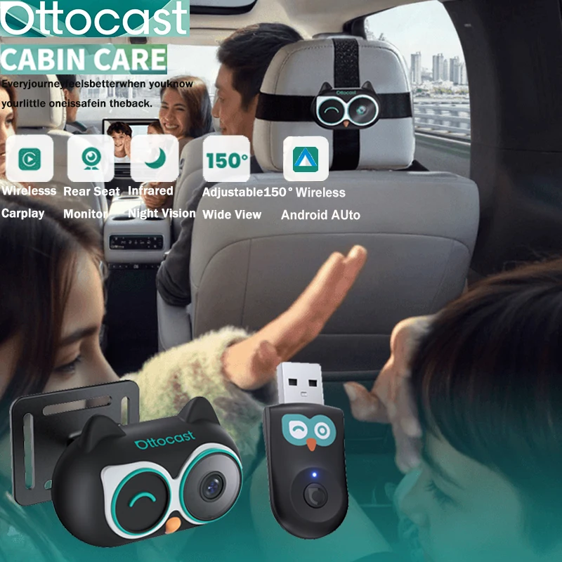 Wearable Baby Monitor - Adaptador Inalámbrico CarPlay Ottocast Cabin Care,