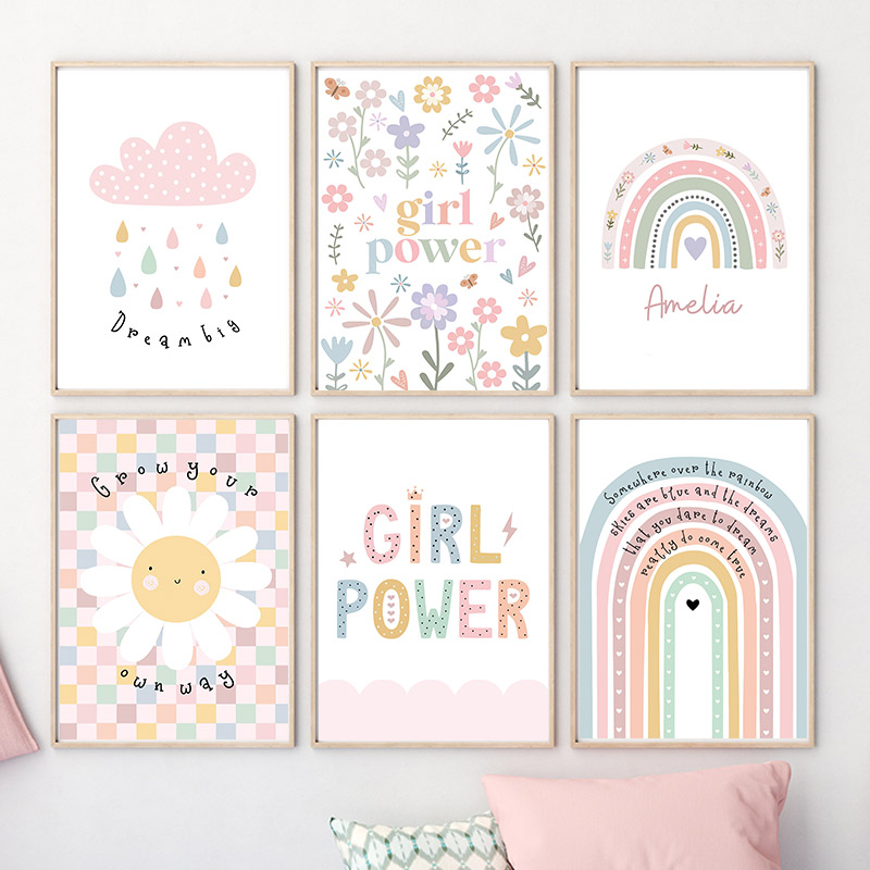 Baby Nursery Kids - Sol, flor, arcoíris, nube, corazón, arte