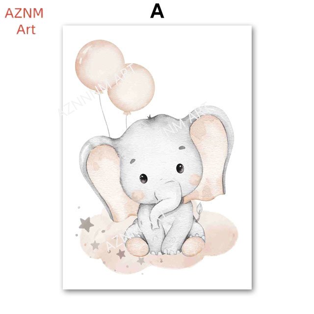 Pósteres de elefantes, globos, - Baby Nursery Kids reseña y precio
