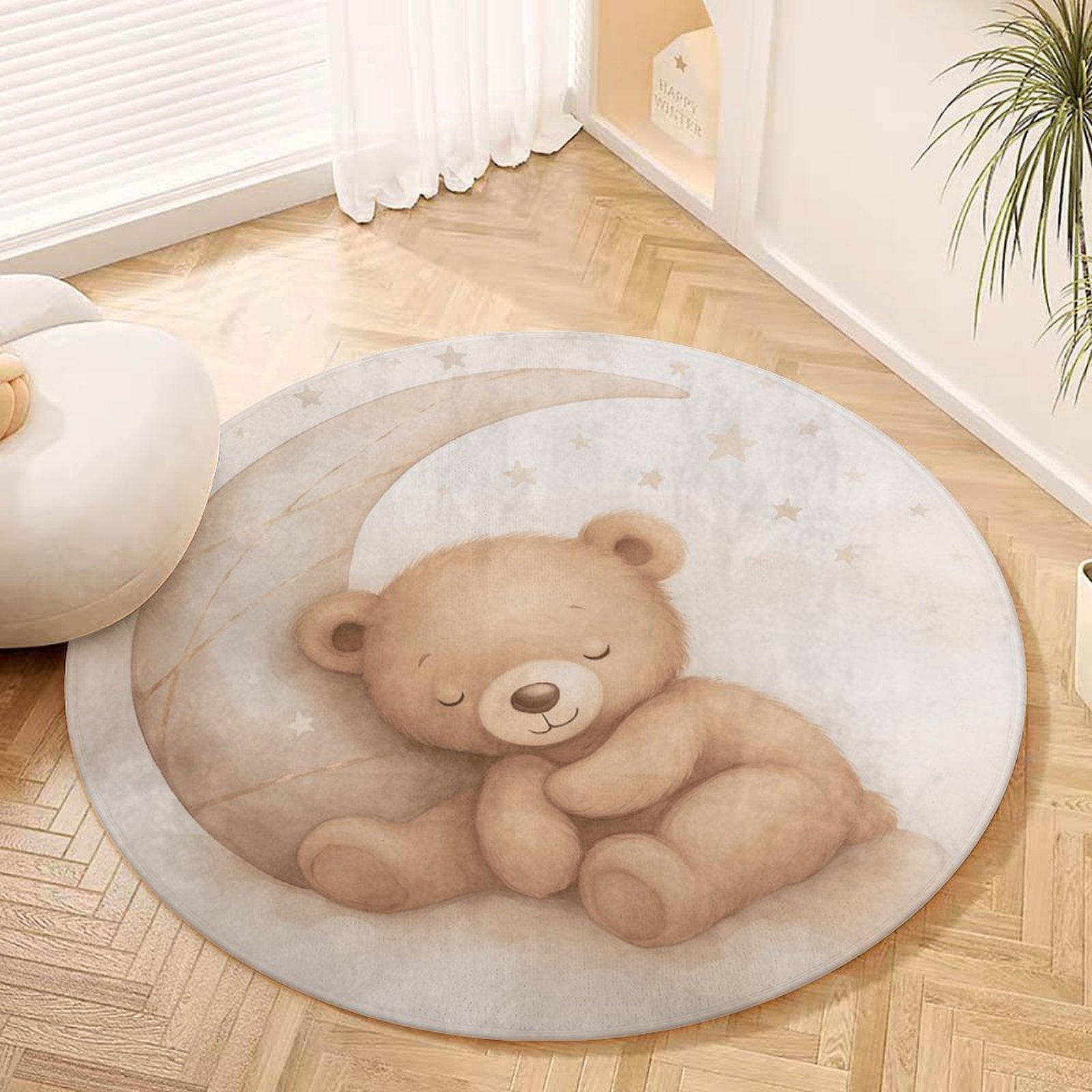 Alfombra Redonda de Felpa con  - Baby Nursery Rug reseña y precio