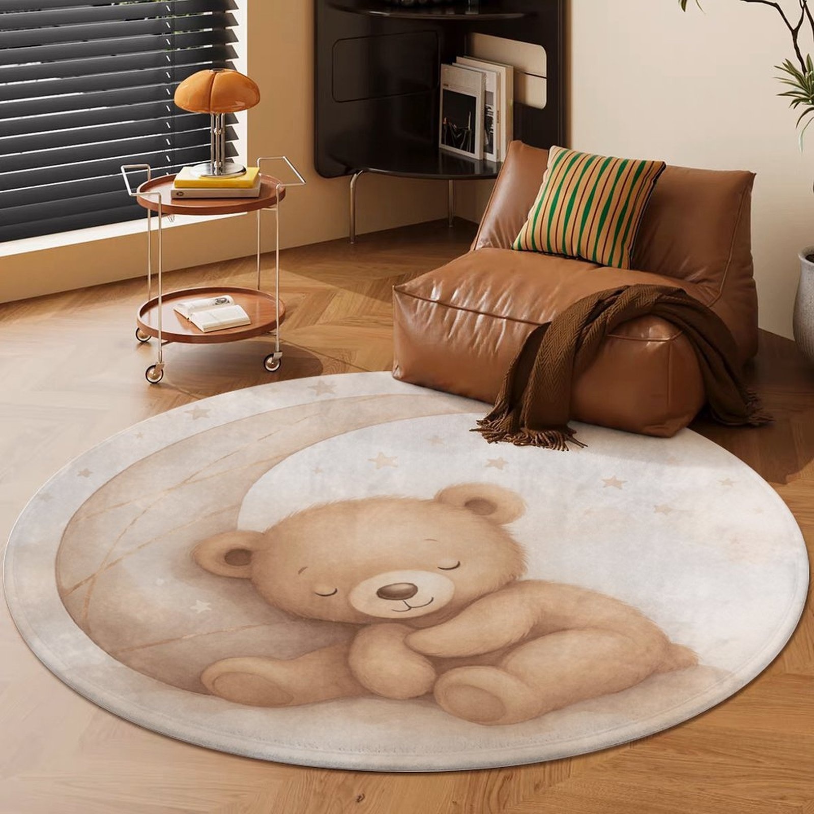 Alfombra Redonda de Felpa con  - Baby Nursery Rug reseña y precio