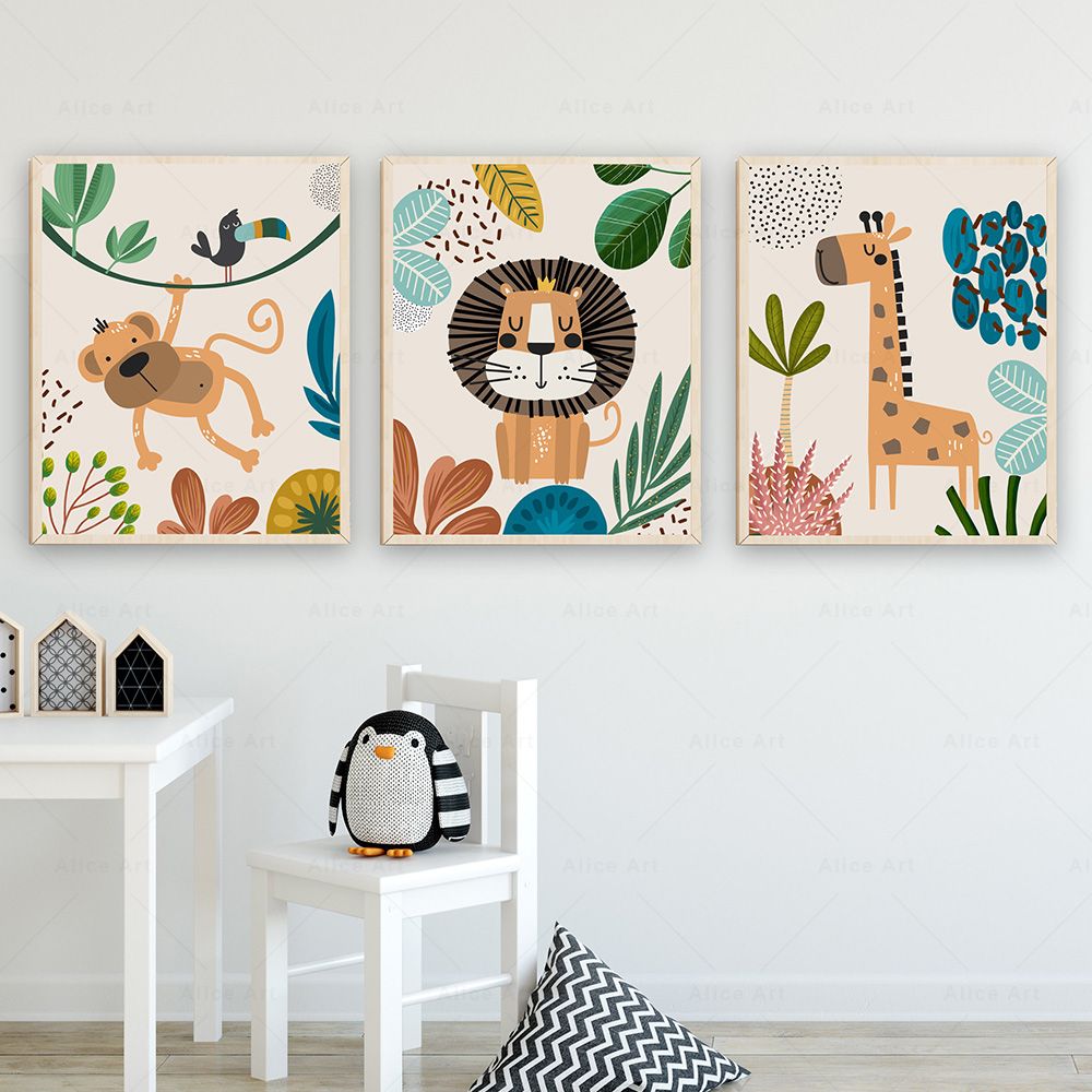 Pósteres Boho de Mono, León, J - Baby Nursery Kids reseña y precio