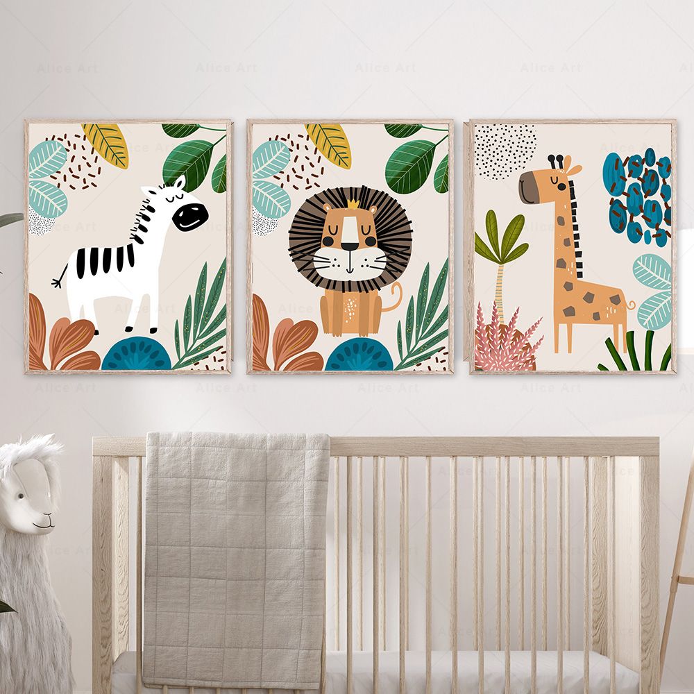 Pósteres Boho de Mono, León, J - Baby Nursery Kids reseña y precio