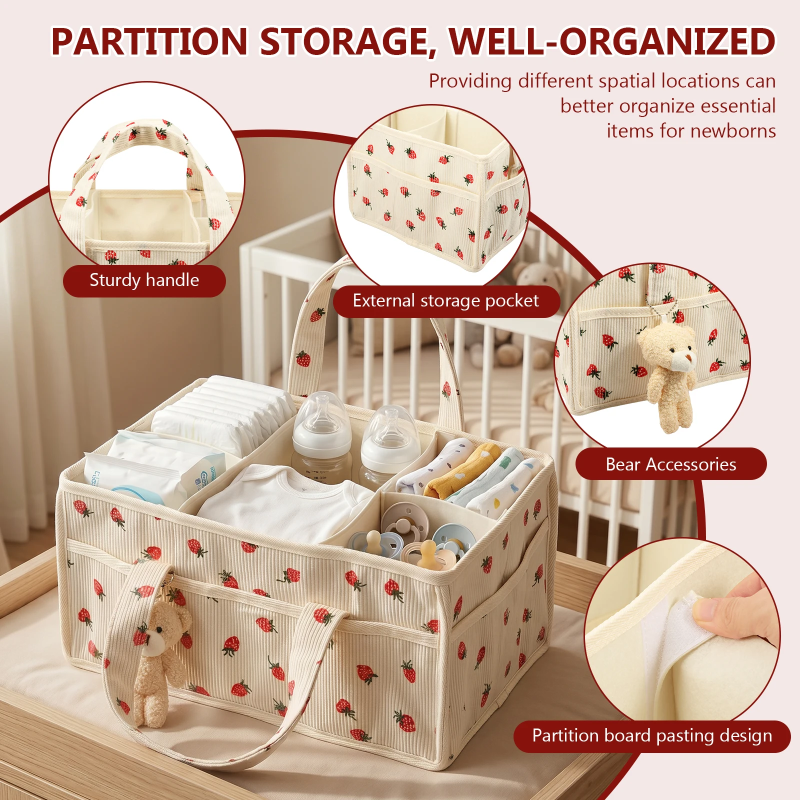Cesta Organizadora de Toallita - Baby Nursery Handles reseña y precio