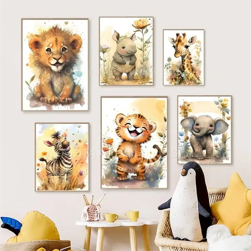 Acuarela León jirafa Tigre ele - Baby Nursery Kids reseña y precio