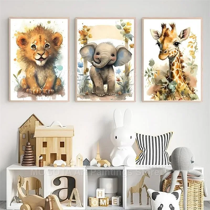 Acuarela León jirafa Tigre ele - Baby Nursery Kids reseña y precio