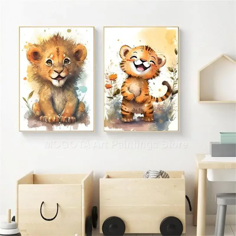 Acuarela León jirafa Tigre ele - Baby Nursery Kids reseña y precio